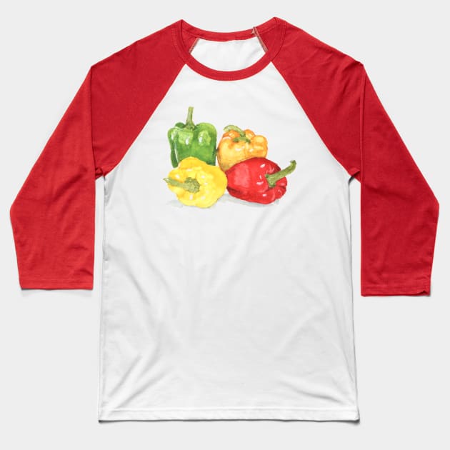 Bell Peppers Baseball T-Shirt by thejodylinn